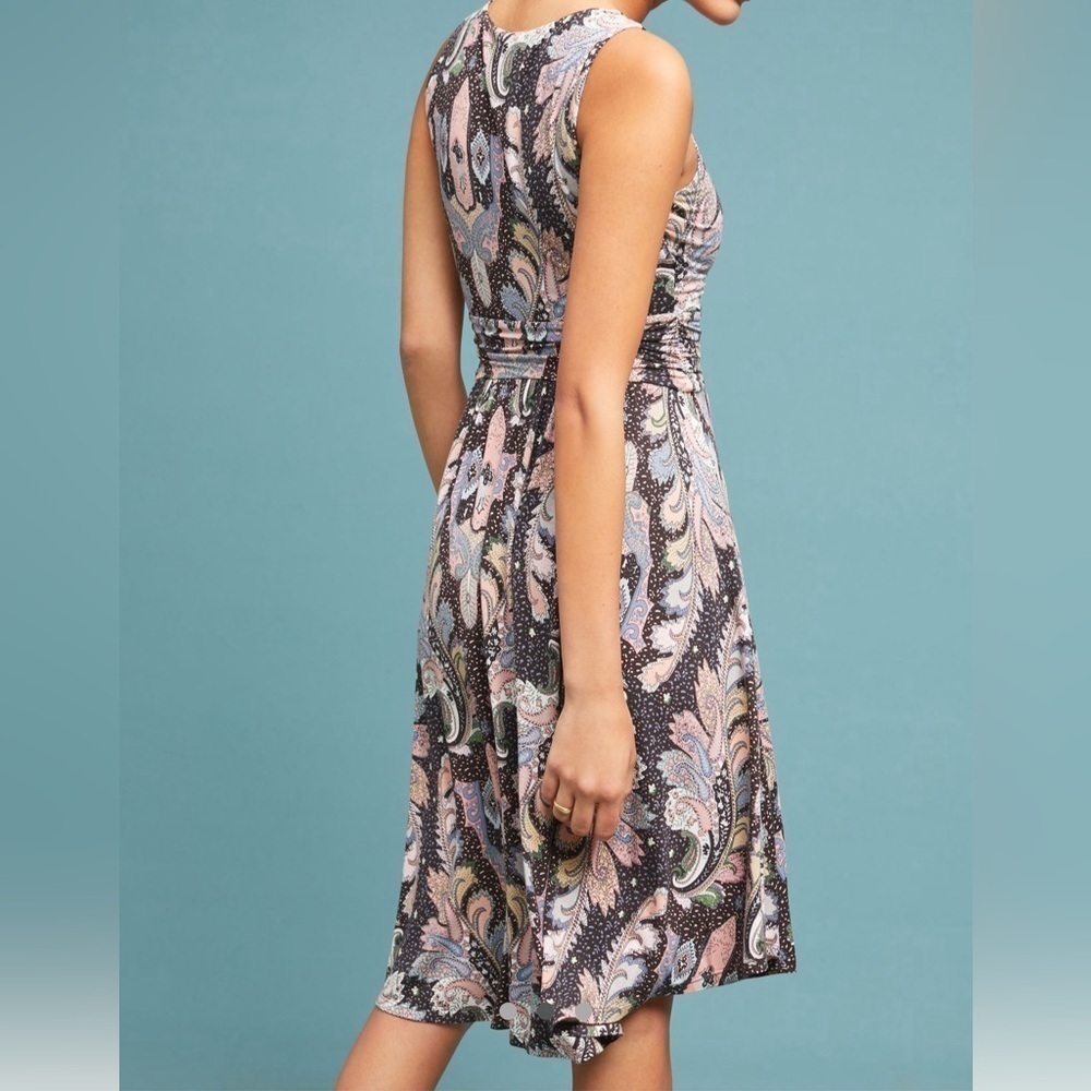 Maeve Anthropologie Leslie Midi Dress Paisley Print Size Large - Picture 4 of 6
